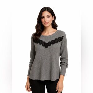 Elle Pullover Sweater Gray Knit Long Sleeve Whimsigoth Cozy Chic Sz. Med.